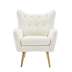 Sillón club de terciopelo con respaldo alado Boucle Almendra