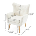 Sillón club de terciopelo con respaldo alado Boucle Almendra