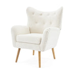 Sillón club de terciopelo con respaldo alado Boucle Almendra