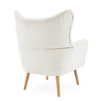 Sillón club de terciopelo con respaldo alado Boucle Almendra
