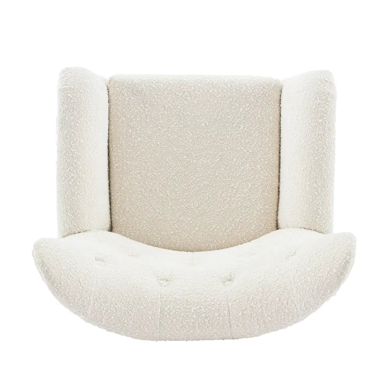 Sillón club de terciopelo con respaldo alado Boucle Almendra