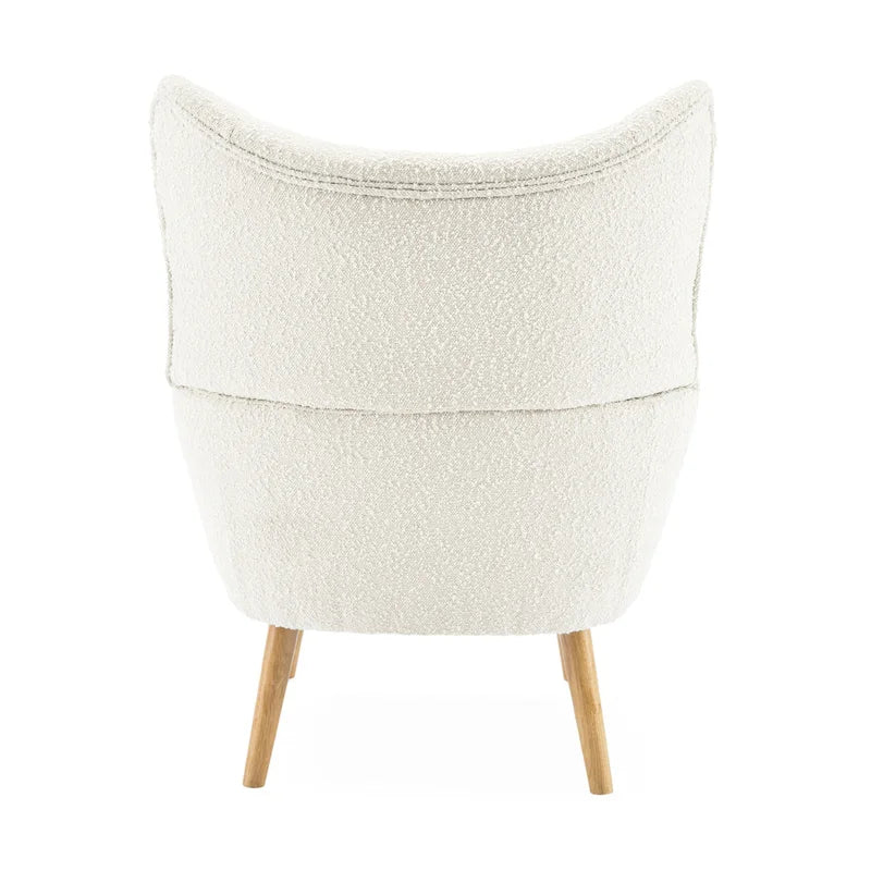 Sillón club de terciopelo con respaldo alado Boucle Almendra