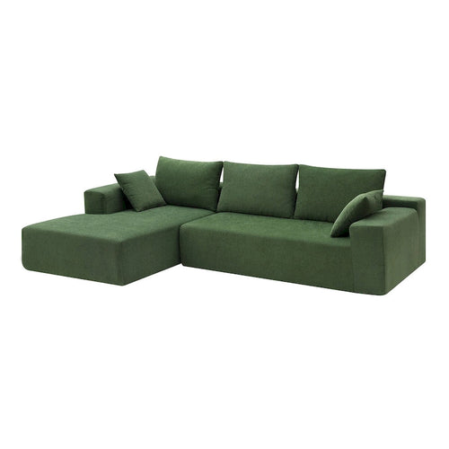 Sofá Seccional Minimalista Tapizado en Forma de L Modular Verde de 109 Pulgadas con Dos Piezas - 109W x 68D x 28.5H