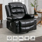 Sillón reclinable giratorio mecedor con masaje de vibración y calor, sillón ergonómico con puerto de carga USB