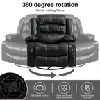 Sillón reclinable giratorio mecedor con masaje de vibración y calor, sillón ergonómico con puerto de carga USB