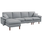 Sofá seccional de tela con sofá cama reversible, sofá seccional moderno en forma de L con cojines, patas de madera