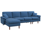 Sofá seccional de tela con sofá cama reversible, sofá seccional moderno en forma de L con cojines, patas de madera