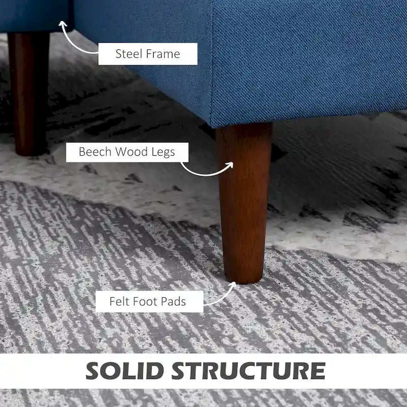Sofá seccional de tela con sofá cama reversible, sofá seccional moderno en forma de L con cojines, patas de madera