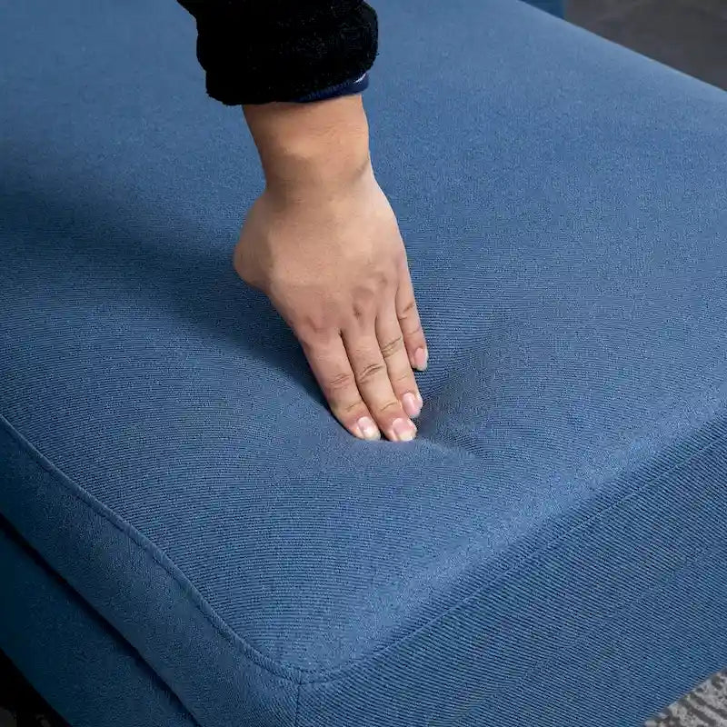 Sofá seccional de tela con sofá cama reversible, sofá seccional moderno en forma de L con cojines, patas de madera