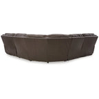 Seccional reclinable eléctrico de 5 piezas Dunleith Brown - 123W x 123D x 43H
