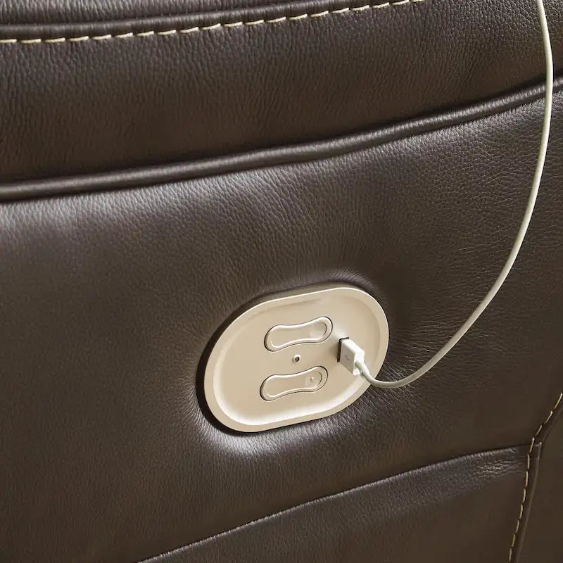 Seccional reclinable eléctrico de 5 piezas Dunleith Brown - 123W x 123D x 43H