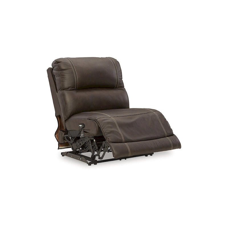 Seccional reclinable eléctrico de 5 piezas Dunleith Brown - 123W x 123D x 43H