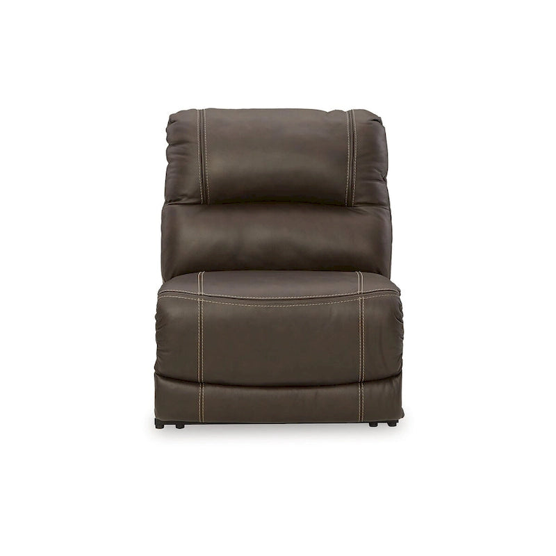 Seccional reclinable eléctrico de 5 piezas Dunleith Brown - 123W x 123D x 43H