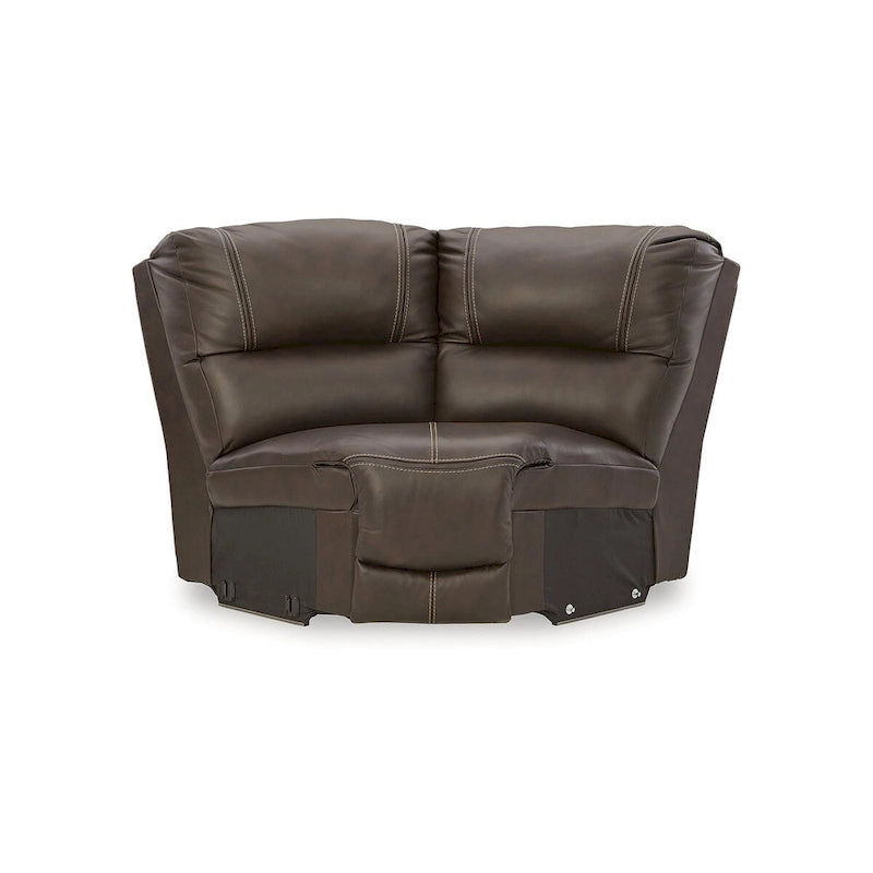 Seccional reclinable eléctrico de 5 piezas Dunleith Brown - 123W x 123D x 43H