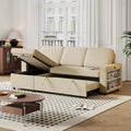 Sofá cama convertible con chaise de almacenamiento y puerto USB, sofá en forma de L, beige