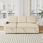 Sofá cama convertible con chaise de almacenamiento y puerto USB, sofá en forma de L, beige